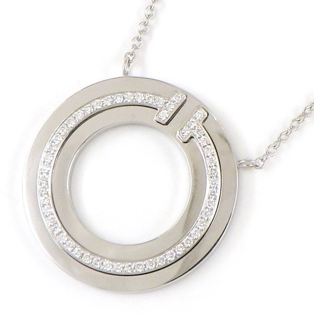 Tiffany T TWO Circle Necklace Diamond White Gold